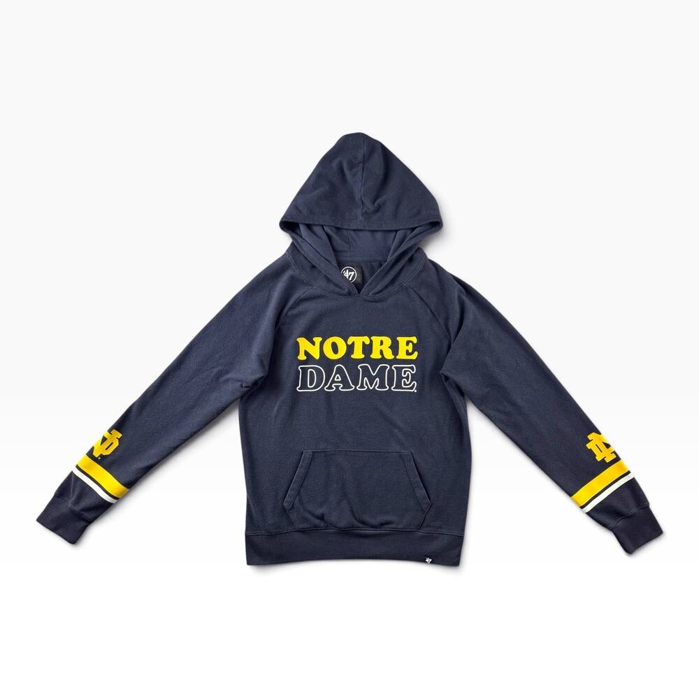 47 Brand Notre Dame Hoodie Womens Small Navy Fighting Irish Pullover Sweatshirt